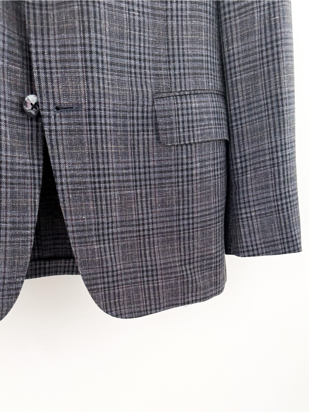 NEW Hickey Freeman Wool Silk Linen Gray Blue Plaid Blazer Sport Coat 40R Men's - Picture 8 of 16
